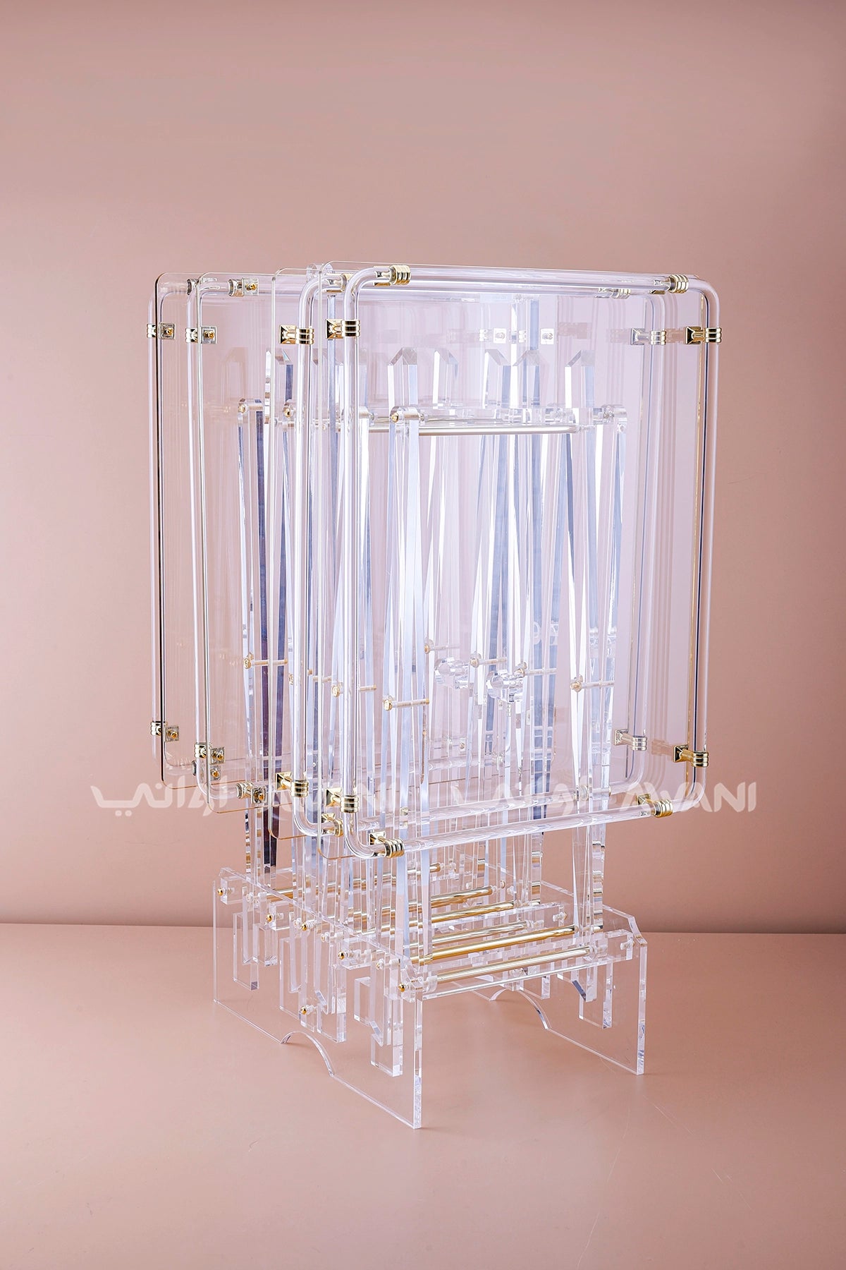 Acrylic Foldable Table with Gold Accents - Rec
