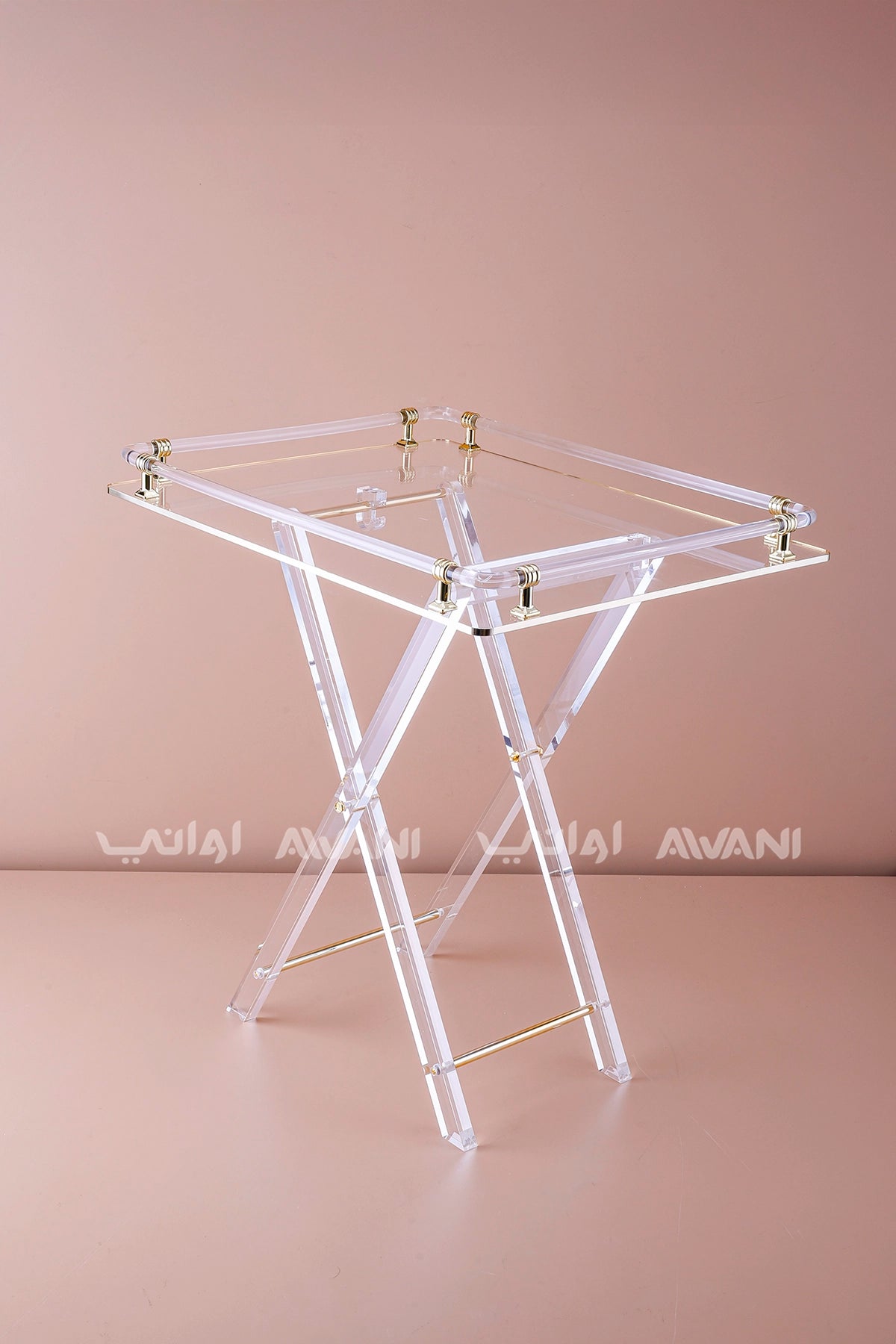 Acrylic Foldable Table with Gold Accents - Rec