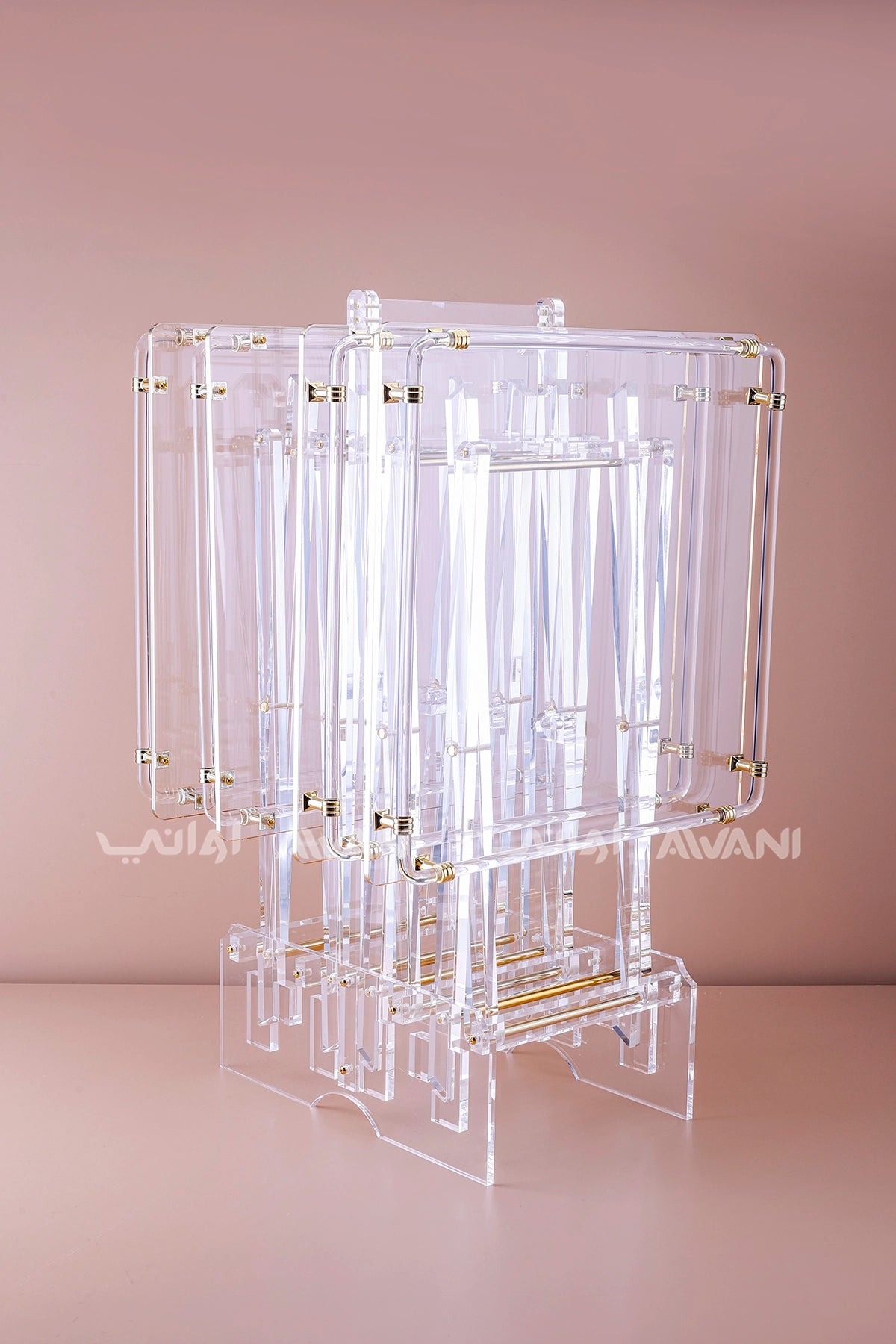 Acrylic Foldable Table with Gold Accents - Sq