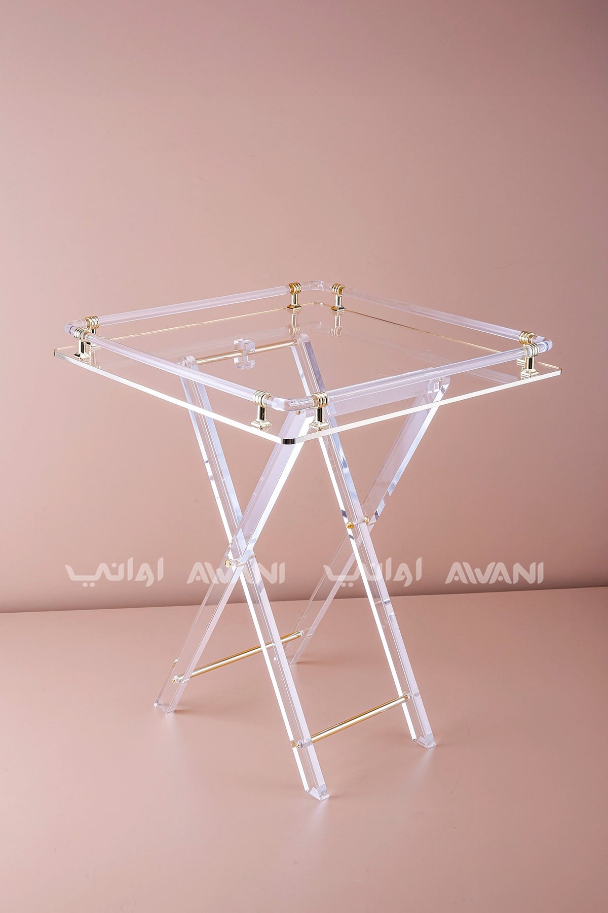 Acrylic Foldable Table with Gold Accents - Sq