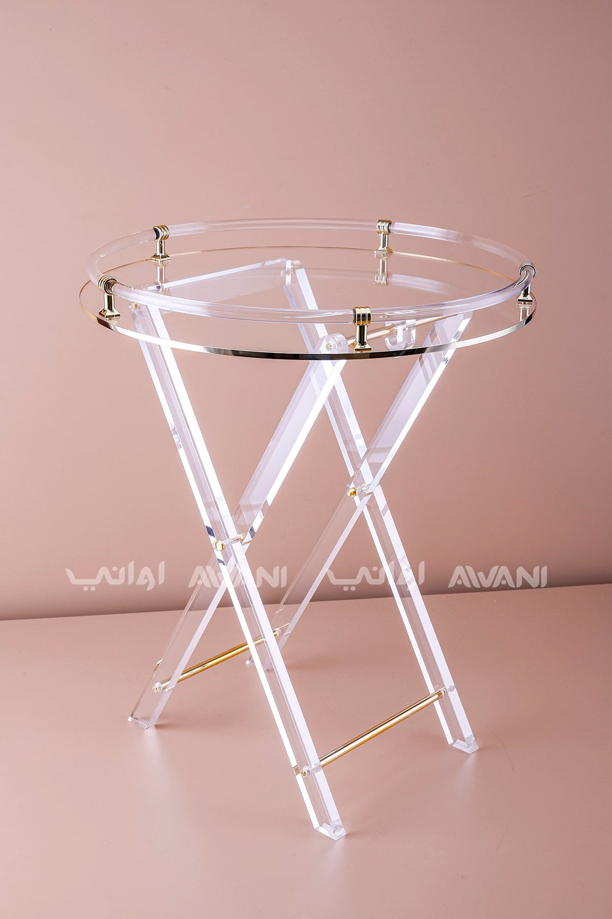 Acrylic Foldable Table with Gold - Round