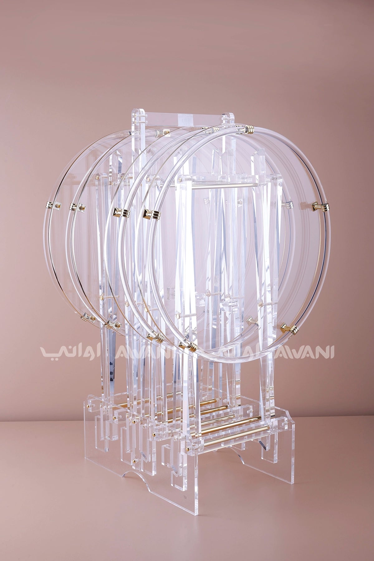 Acrylic Foldable Table with Gold - Round