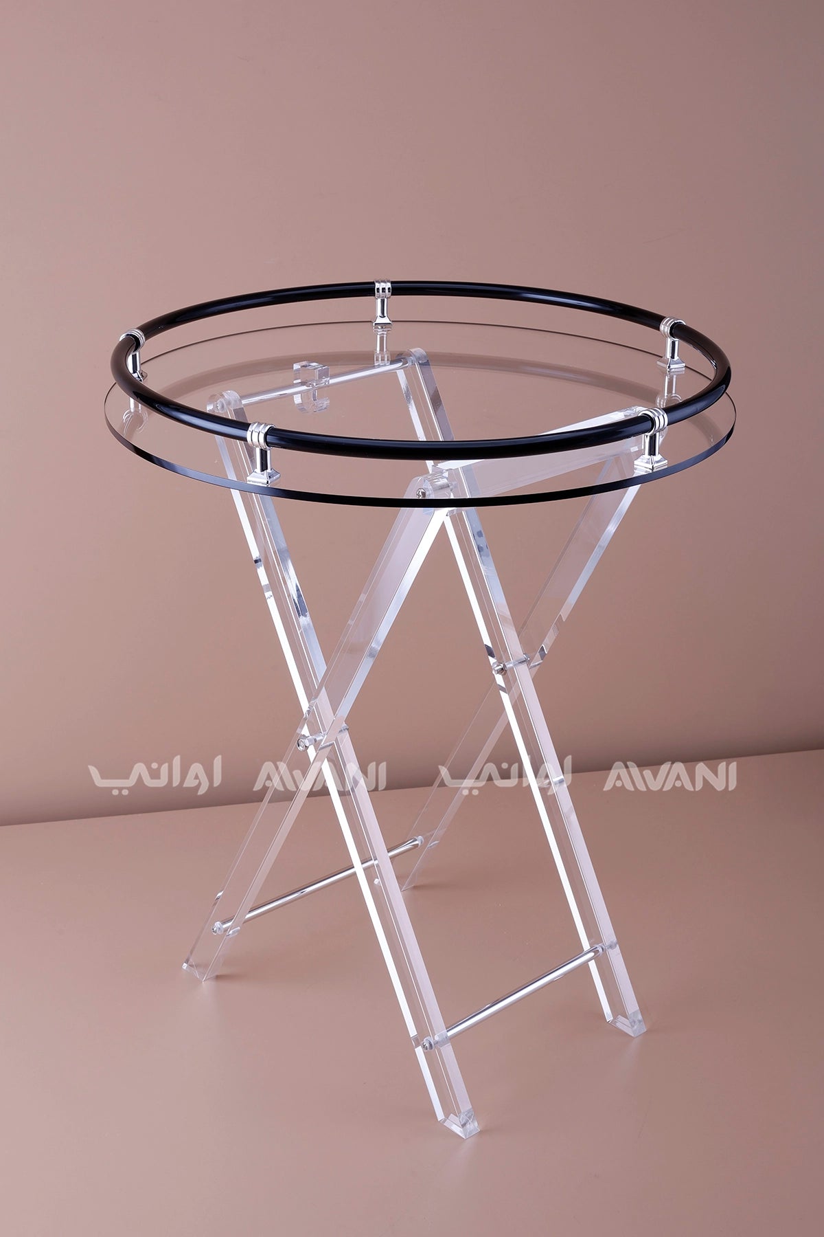 4 Pcs Acrylic Foldable Table with Black - Round