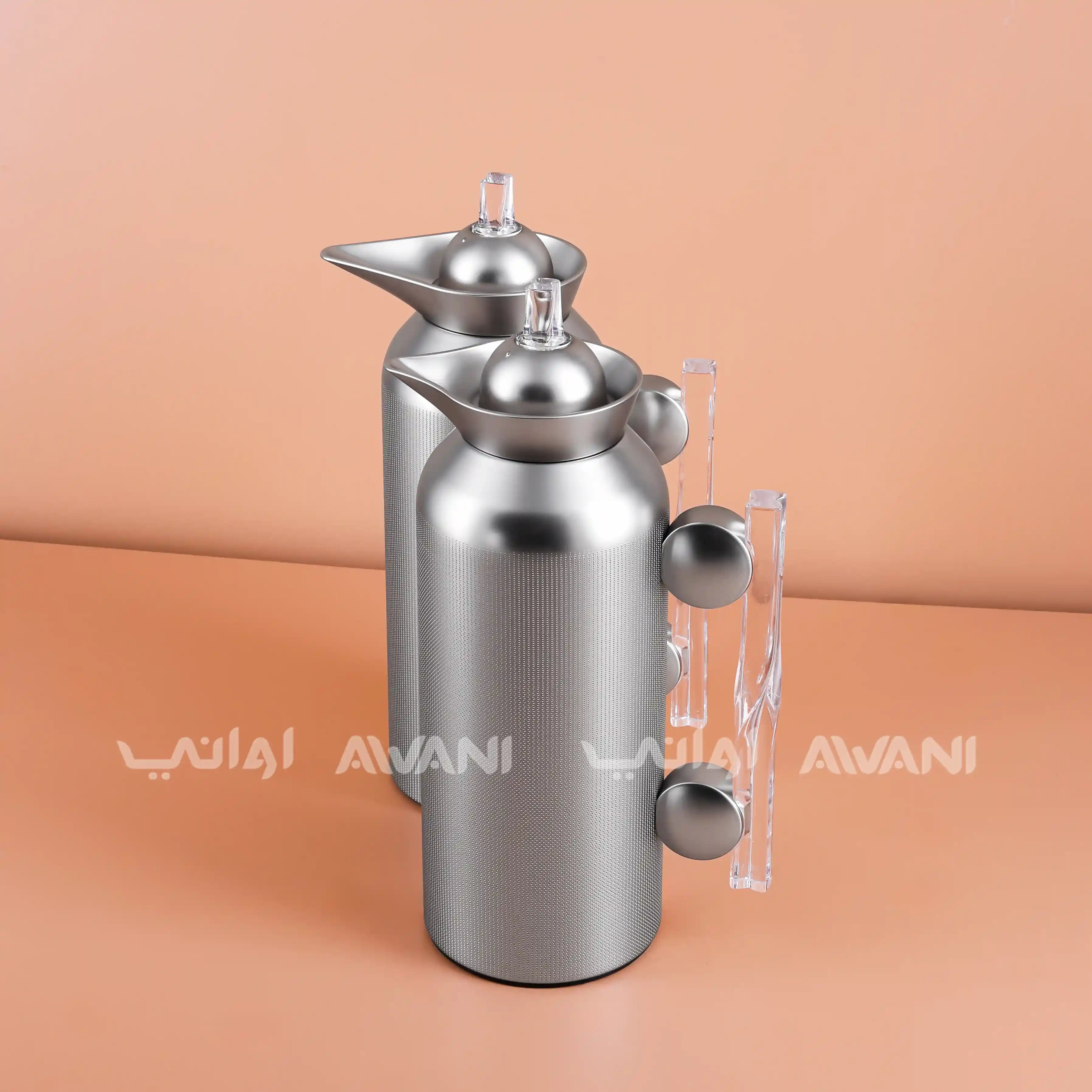 Stainless Steel Flask Set – Matt Silver Color 1 L