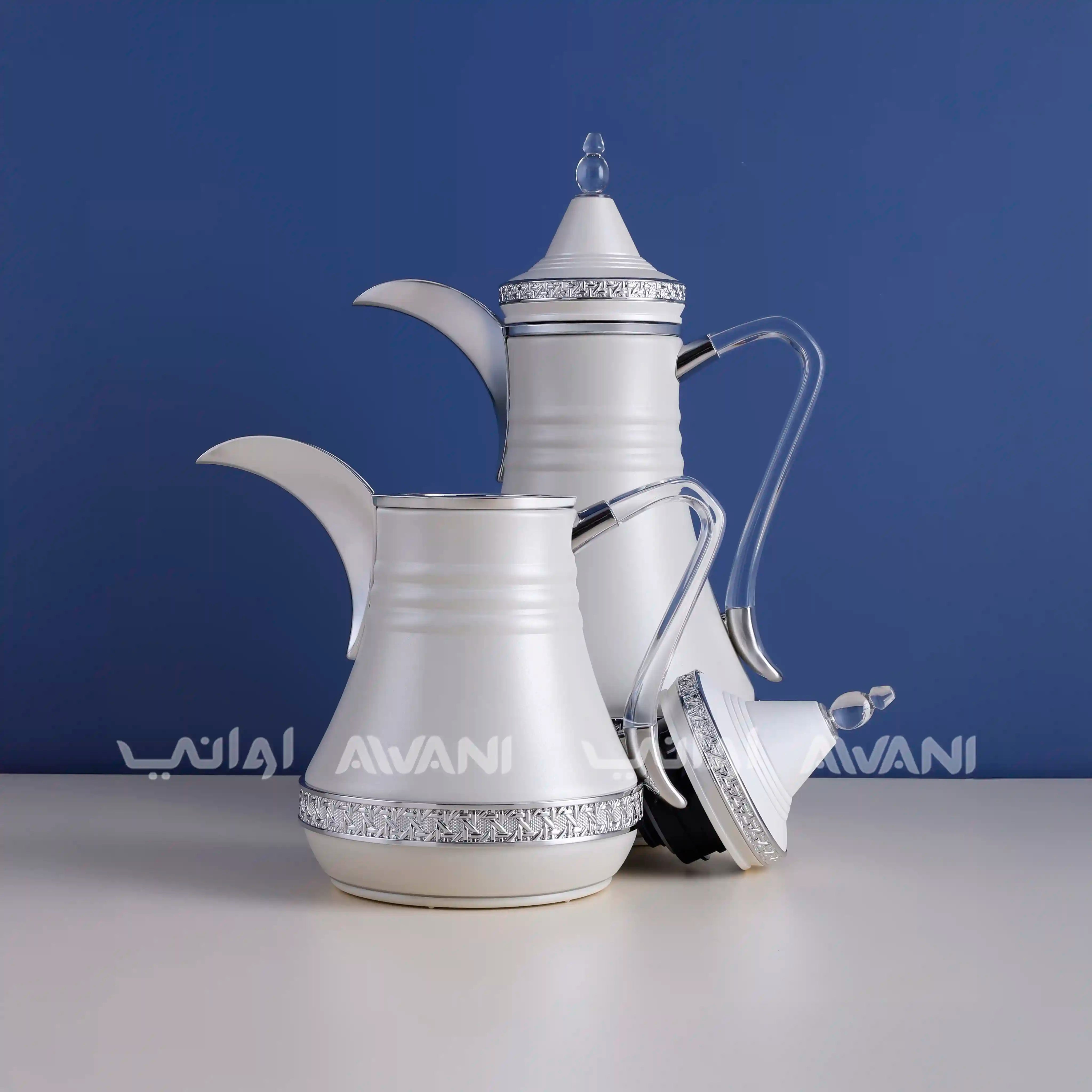 Dallah Set – 2 Pcs (0.35 ML + 1 L) Lite Sandal + Silver