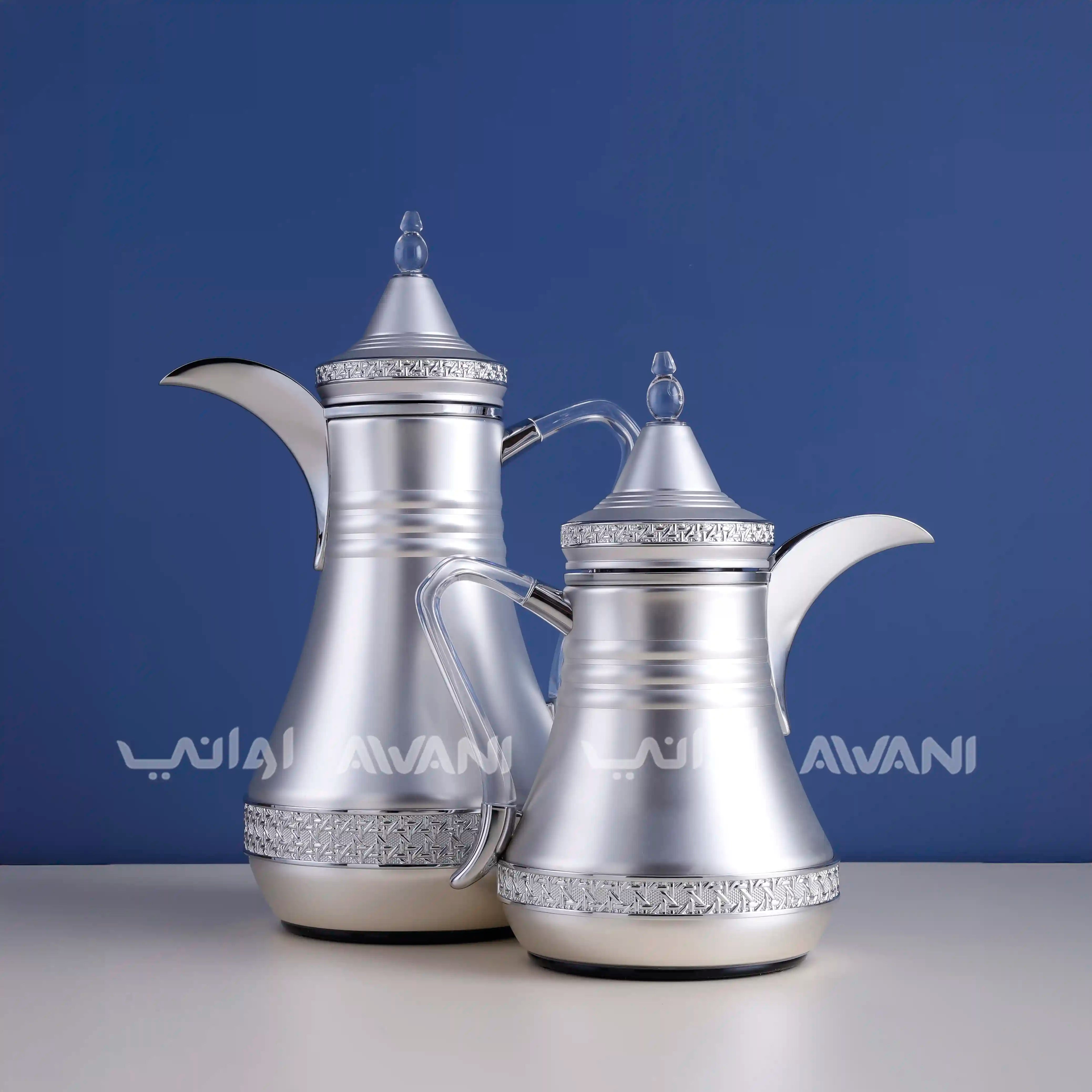 Dallah Set – 2 Pcs (0.35 ML + 1 L) Silver