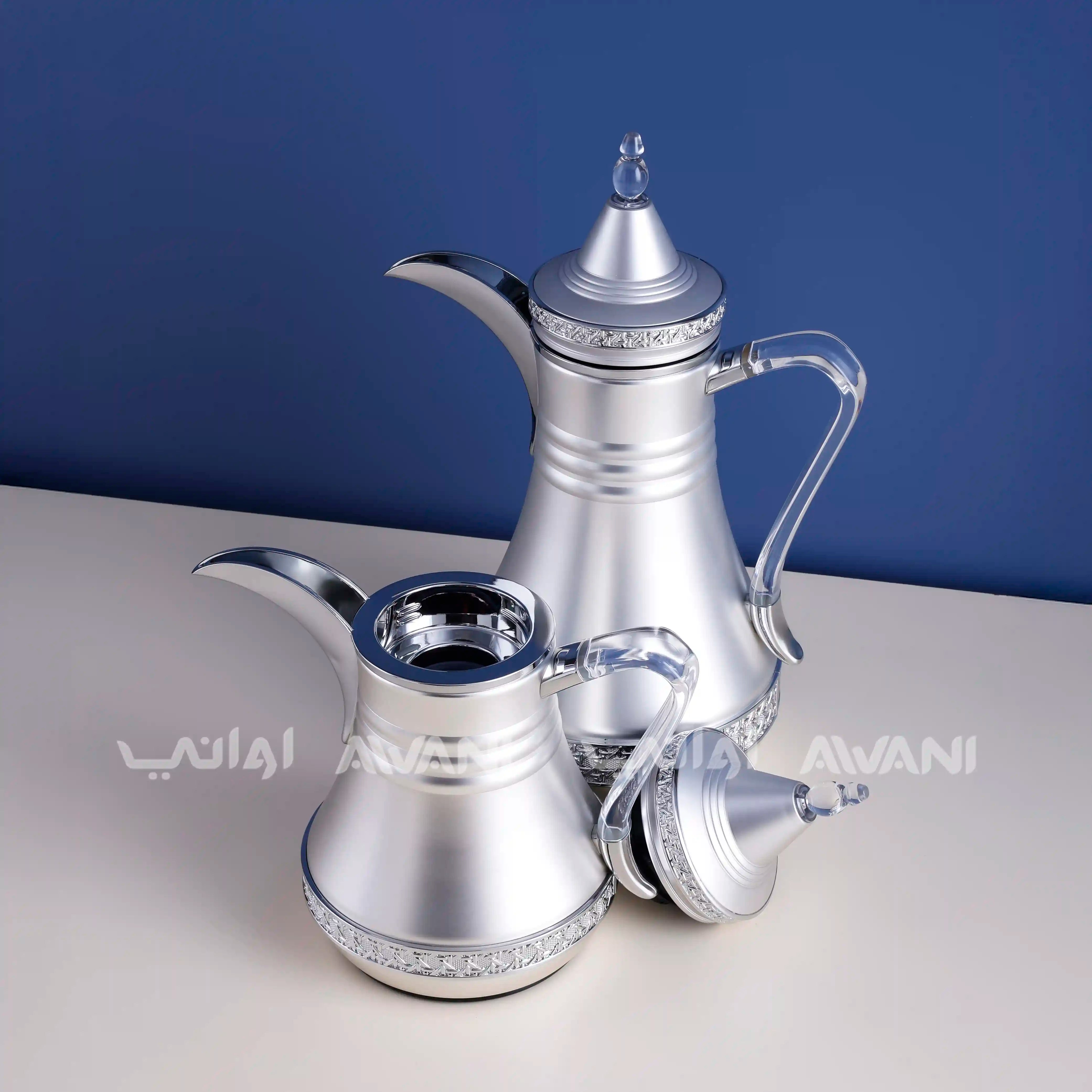 Dallah Set – 2 Pcs (0.35 ML + 1 L) Silver