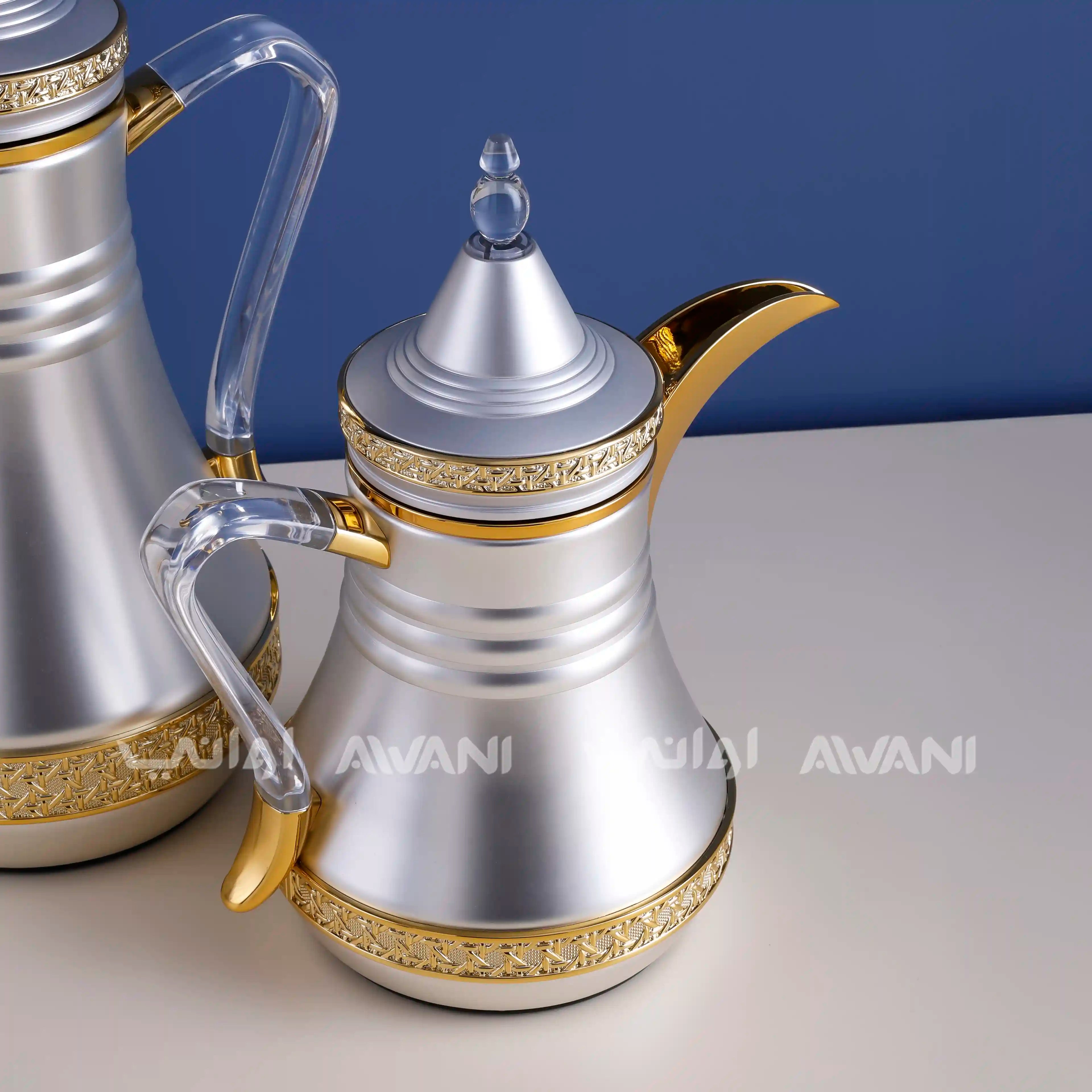 Dallah Set – 2 Pcs (0.35 ML + 1 L) Gold + Silver
