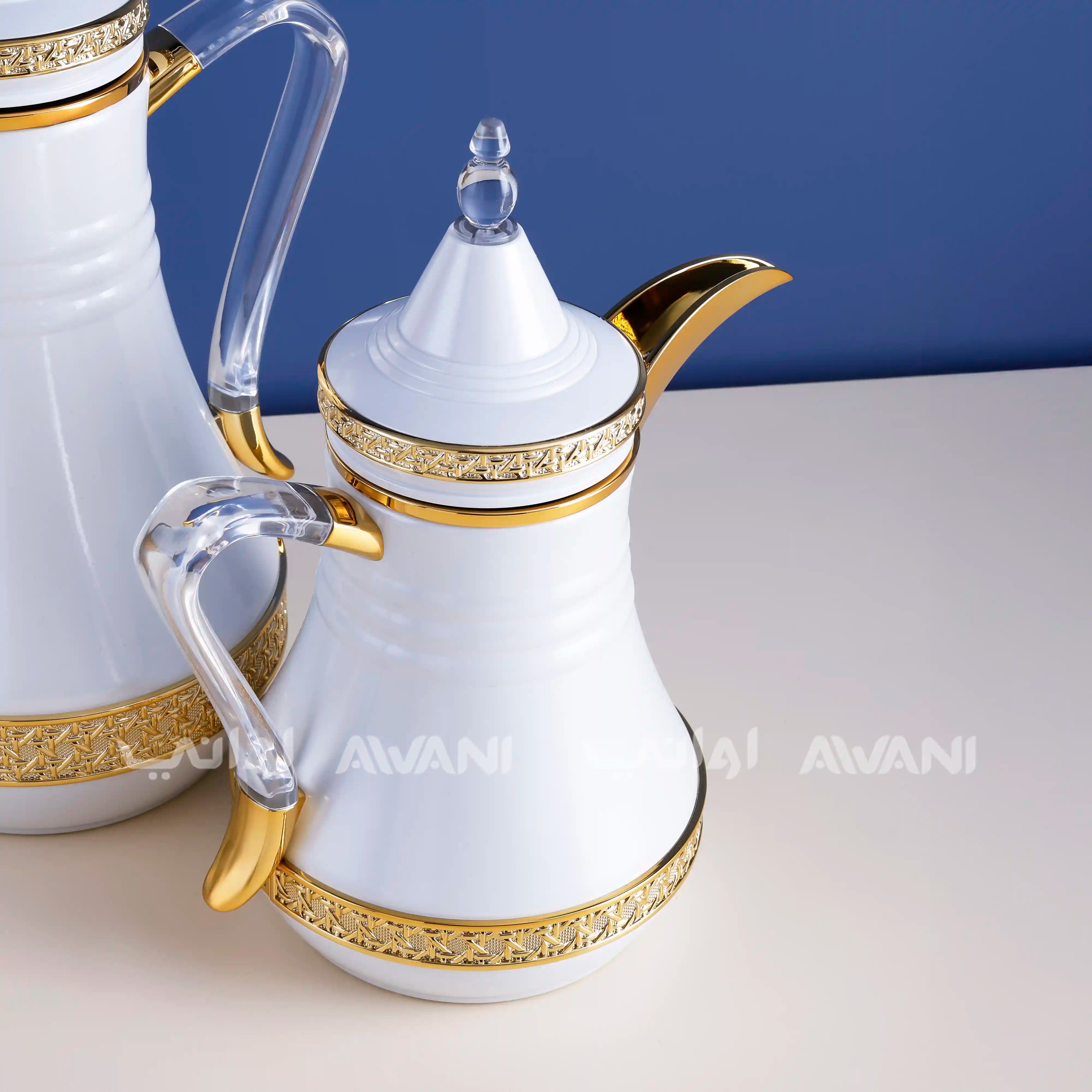 Dallah Set – 2 Pcs (0.35 ML + 1 L) White + Silver