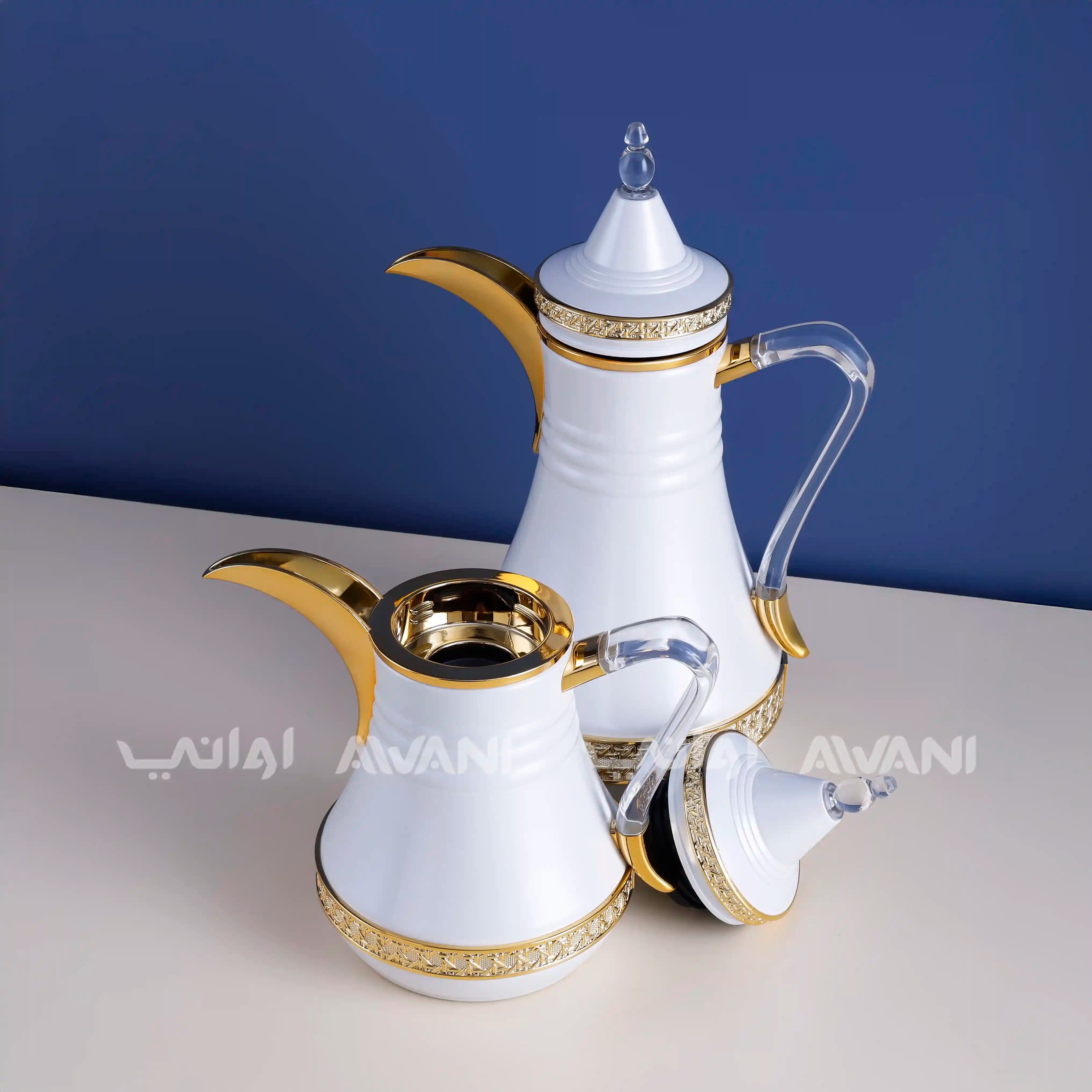Dallah Set – 2 Pcs (0.35 ML + 1 L) White + Silver