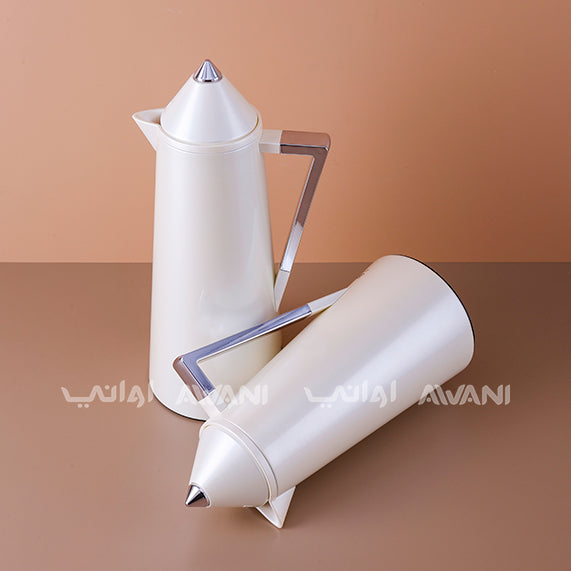 Flask Stainless Steel Silver and White