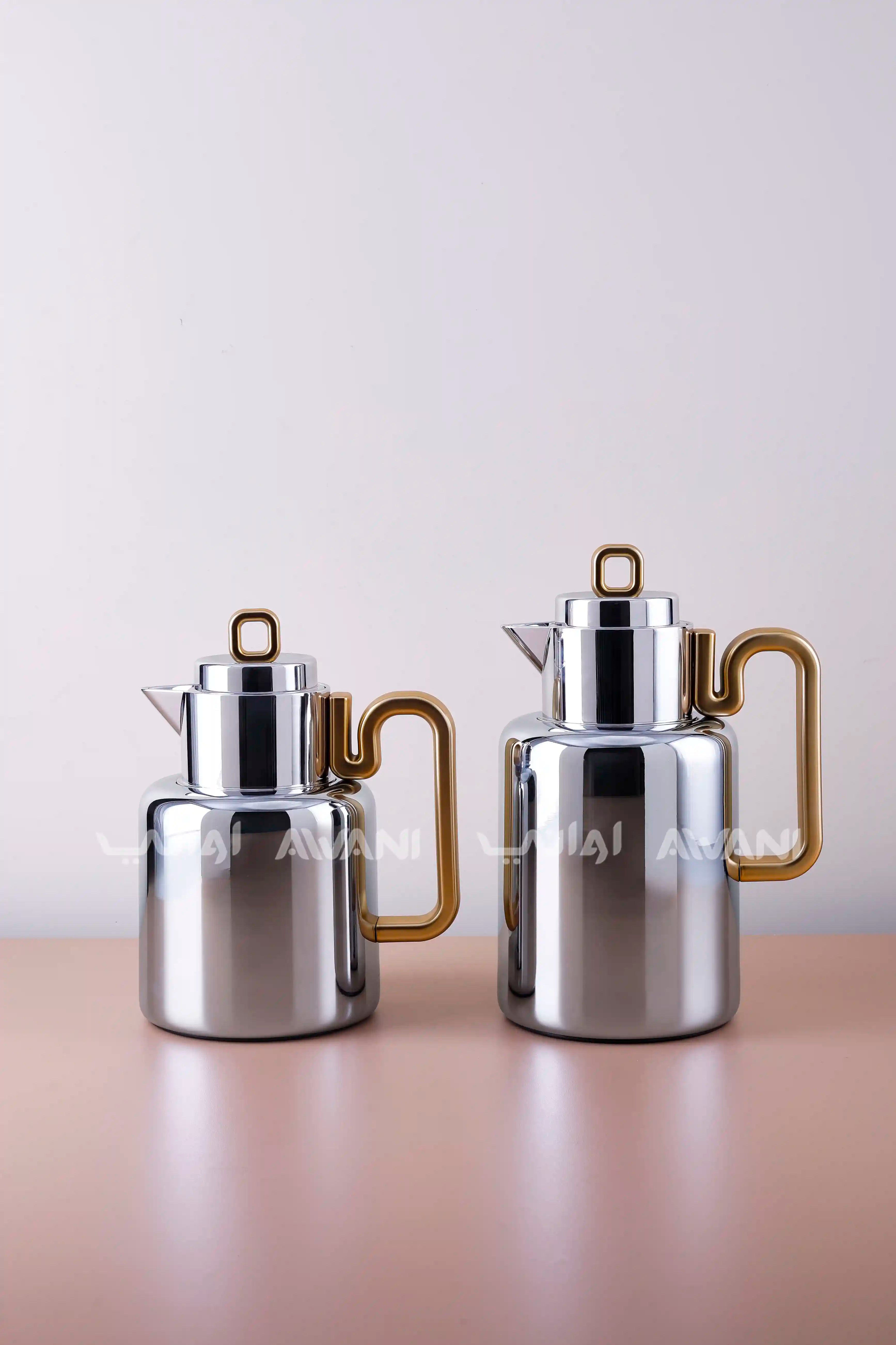 Luxury Modern | Matte Gold Handle Flask Silver