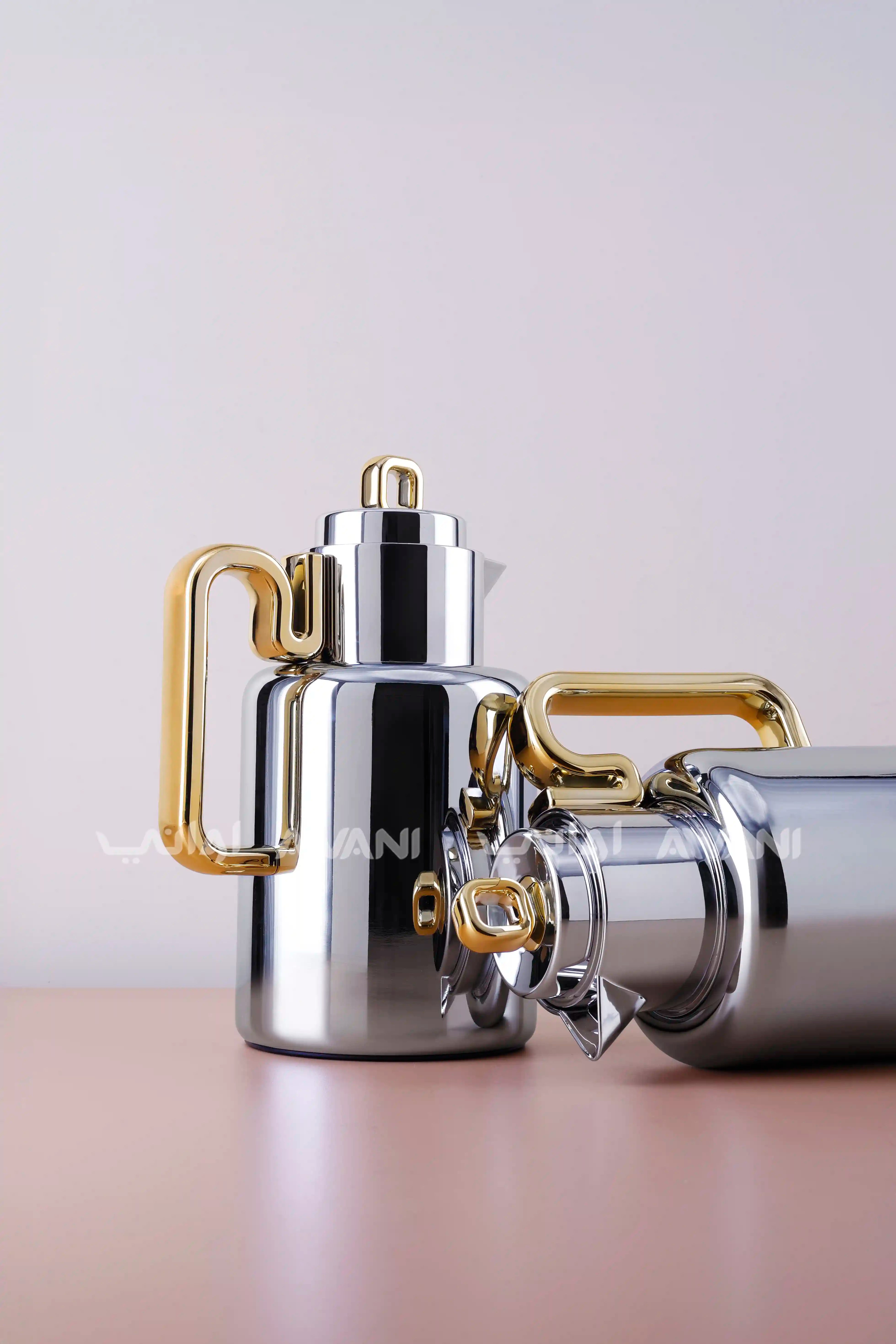 Luxury Modern | Gold Handle Flask Silver