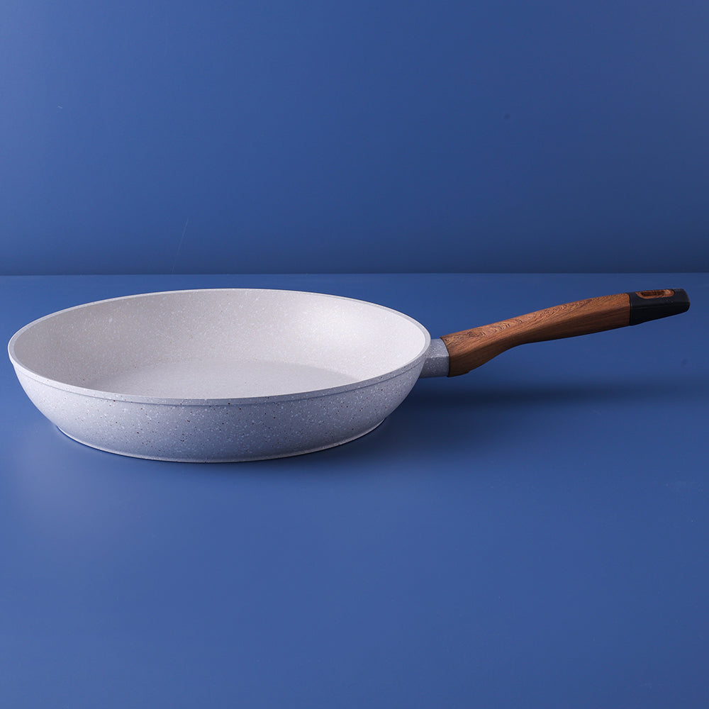 30*5.5 cm Forged Aluminum wooden Handle Fry Pan with Marble Non-Stick Coating