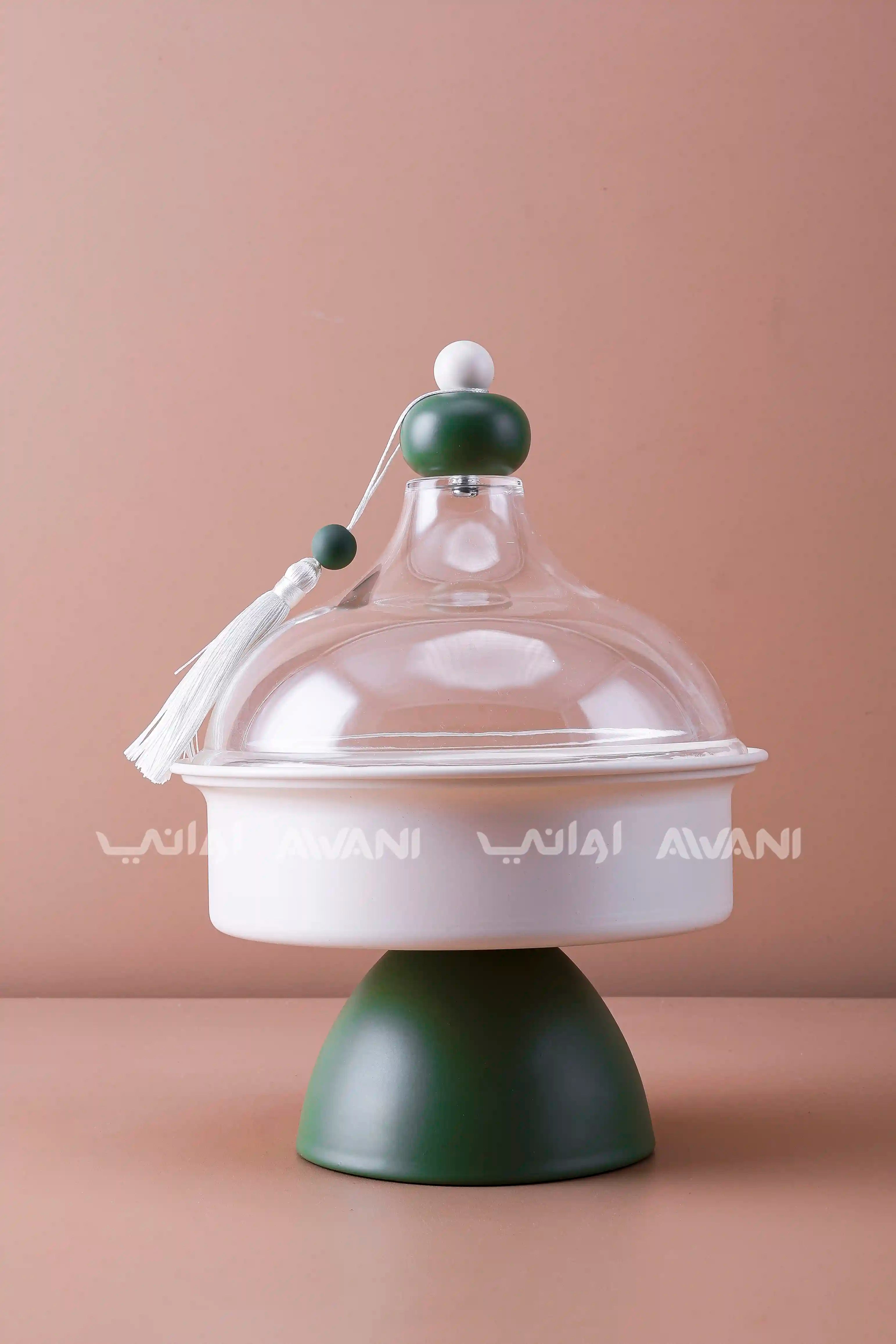 Green Bowls with Clear Dome