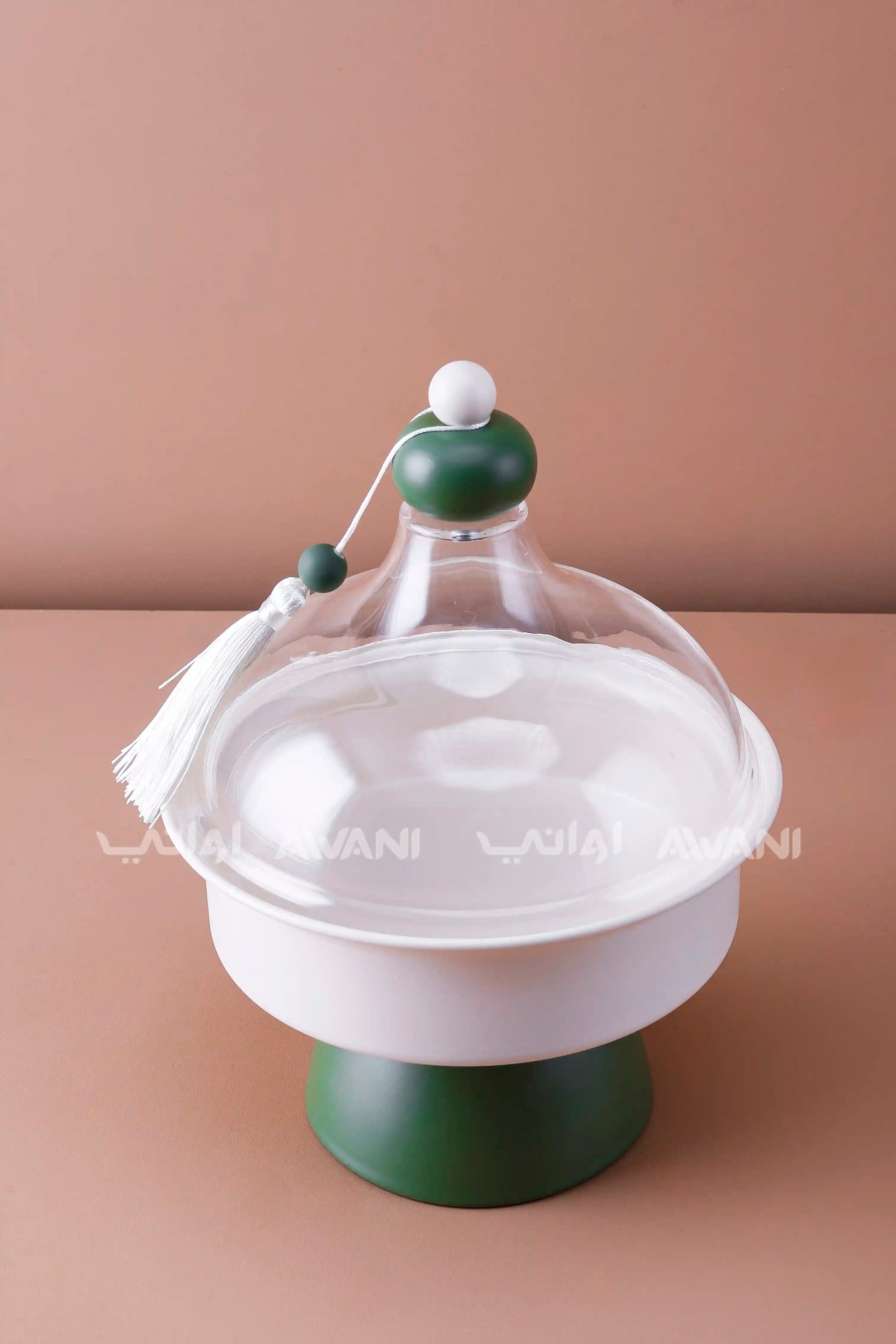 Green Bowls with Clear Dome