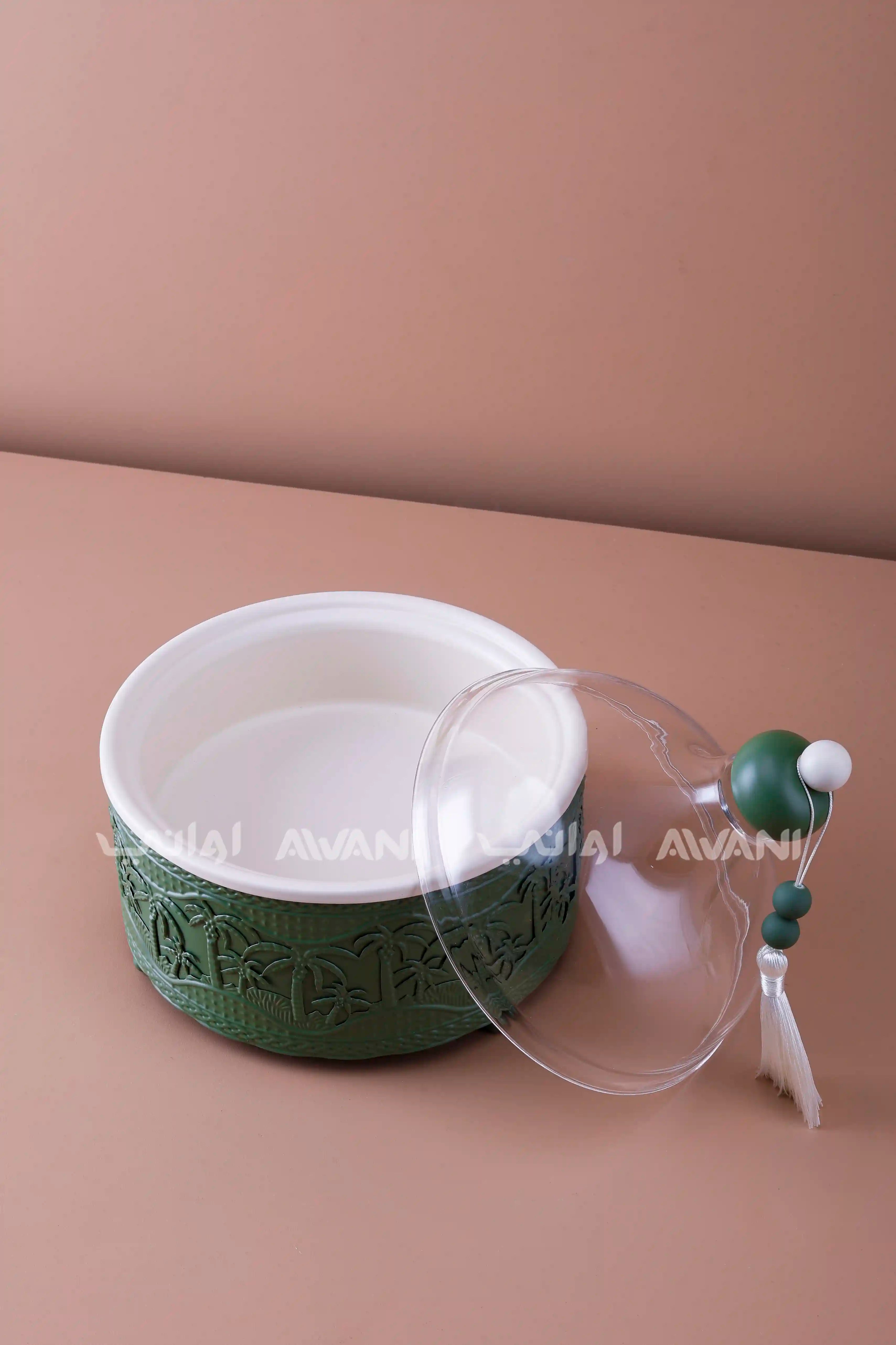 Dates Bowl Green/Clear Cover Medium
