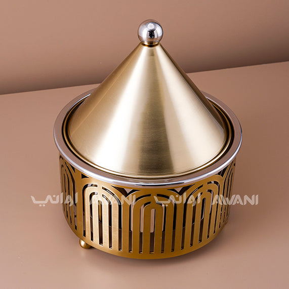 Stainless Steel Date Server with Dome Lid – Gold Finish - 2 L