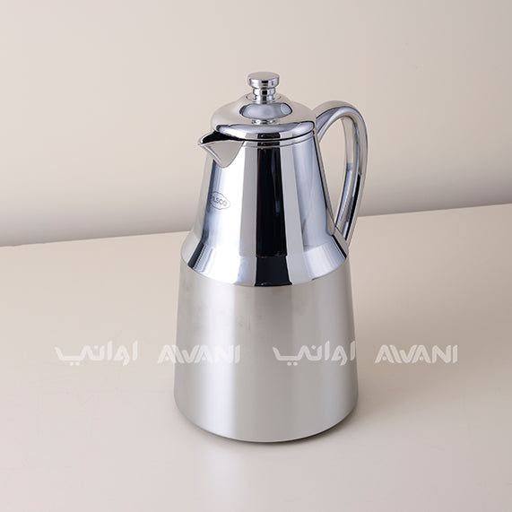 Luxury Stainless Steel Arabic Coffee Dallah with Silver Color – 1.3 L