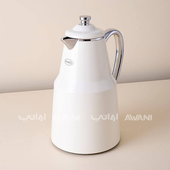 Luxury Stainless Steel Arabic Coffee Dallah with Silver and Sandal – 1.3 ML