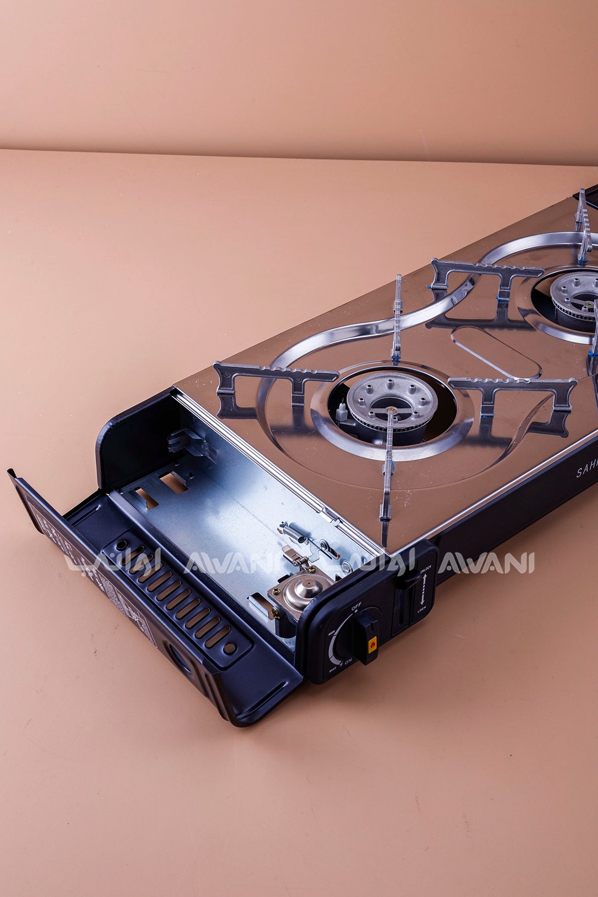 Portable Double Burner Butane Gas Stove - Black