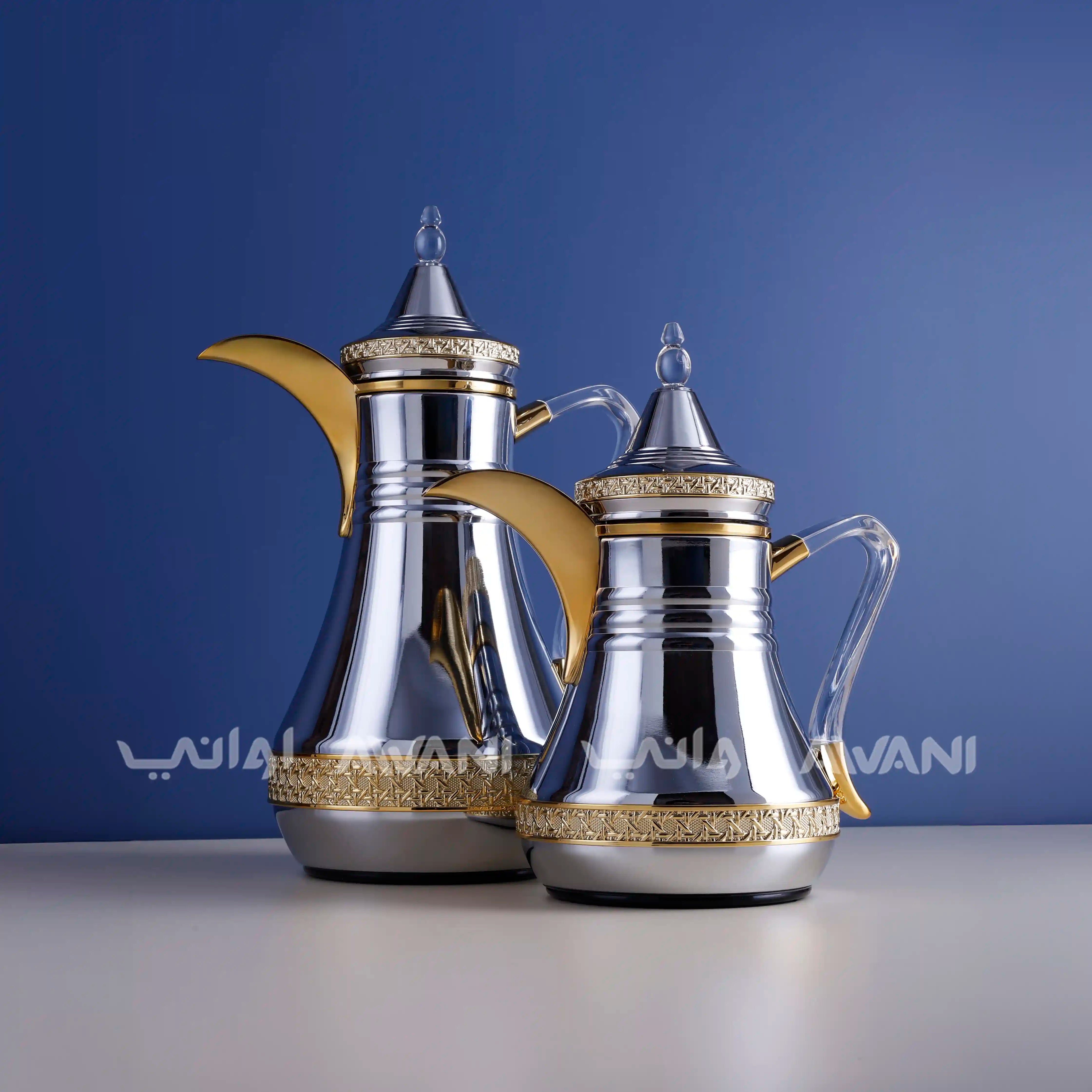 Dallah Set – 2 Pcs (0.35 ML + 1 L) Silver + Gold