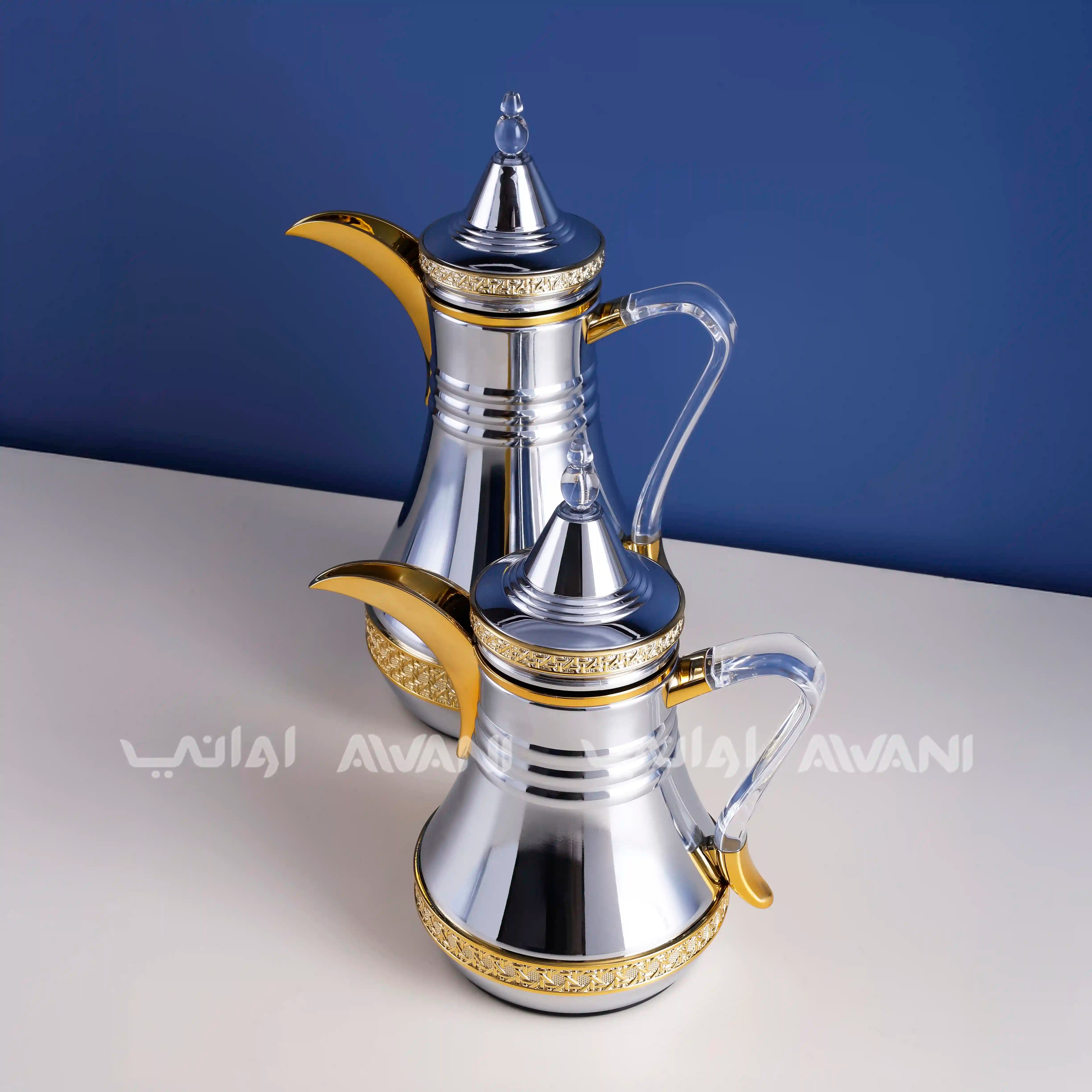 Dallah Set – 2 Pcs (0.35 ML + 1 L) Silver + Gold