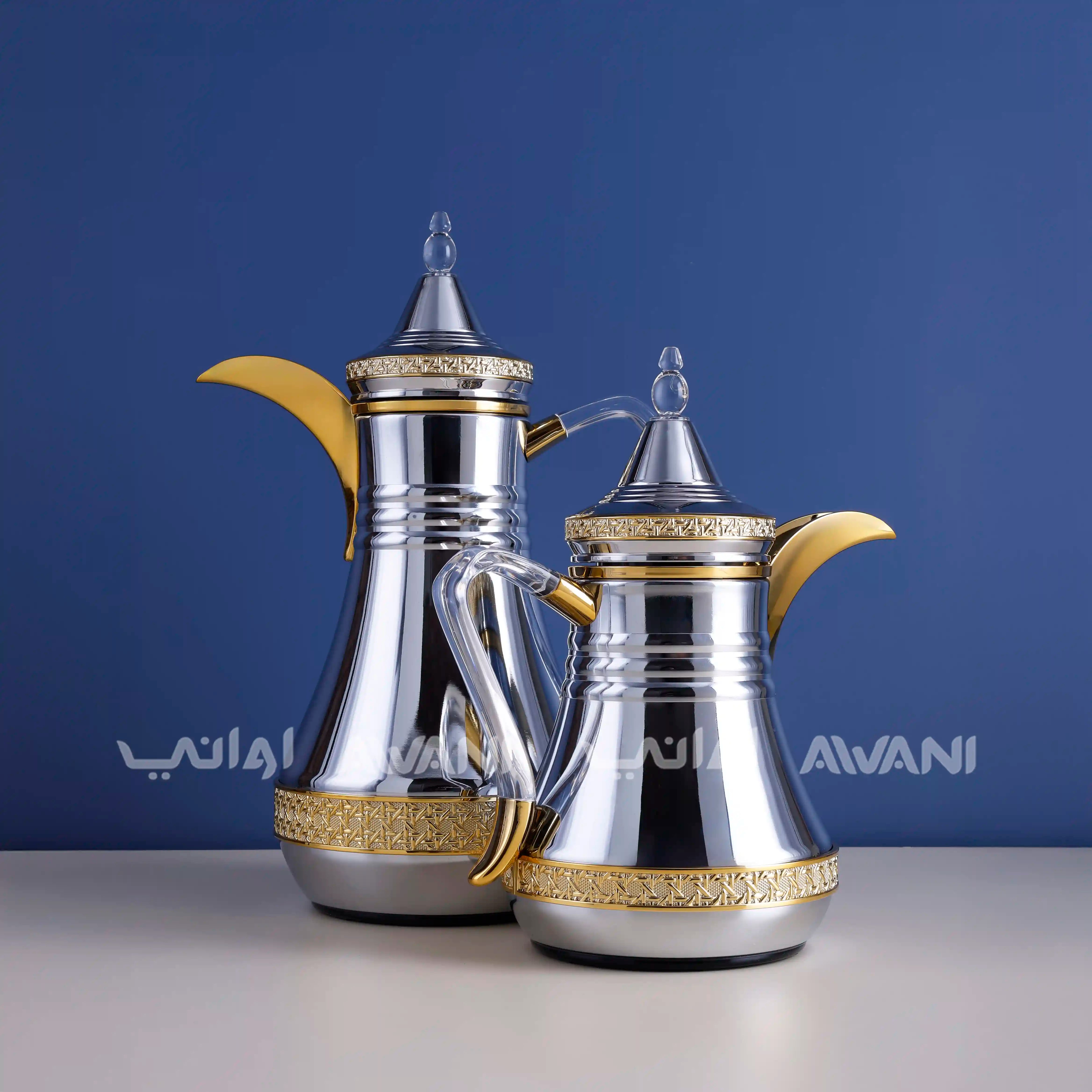 Dallah Set – 2 Pcs (0.35 ML + 1 L) Silver + Gold