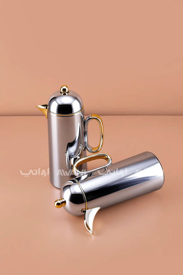 Thermal Carafe Set – Silver & Gold Accents (2 Pcs – 1+1, L)