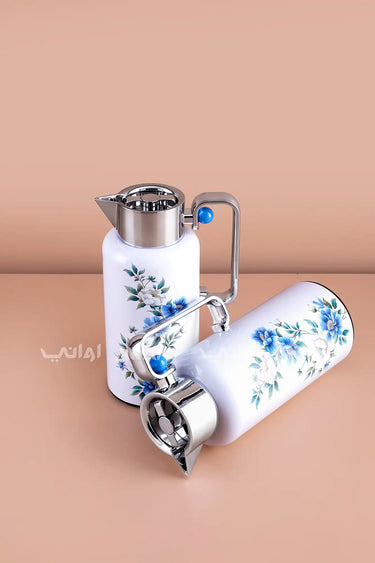 طقم حراري من الستانلس ستيل بتصميم زهور من قطعتين