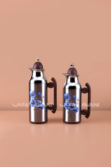 Flask Set 1 L & 0.7 L Nickel + Handle Wood
