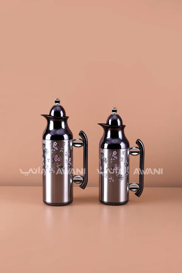 Flask Set 1 L & 0.7 L Black + Shiny Silver