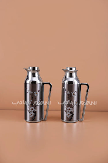 FLORAL DALLAH/FLASK SET FOR TEA & COFFEE 05 - SILVER