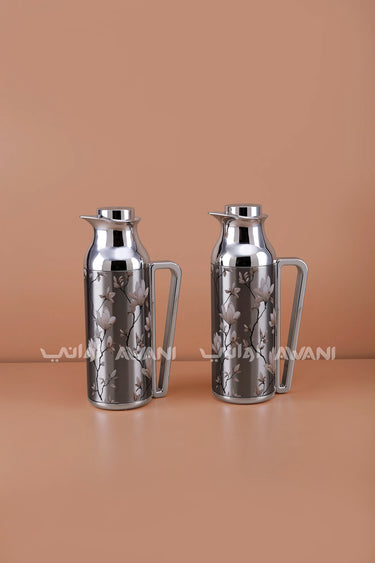 FLORAL DALLAH/FLASK SET FOR TEA & COFFEE 06 - SILVER