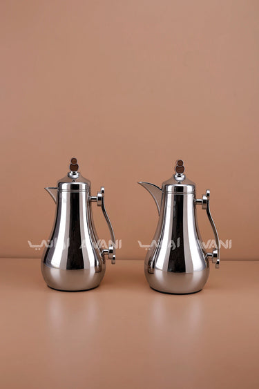Insulated Arabic Dallah Coffee & Tea Flask Set - Nickel