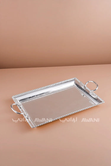 صينية معدنية فضية