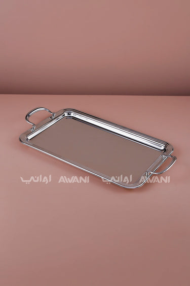 Ribbed-Edge Stainless Steel Rectangular Serving Tray