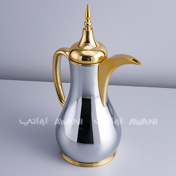 Arabic Vacuum Flask 1L | Leakproof Arabic Thermos keeps your Beverages Hot for long time | Silver and Gold
