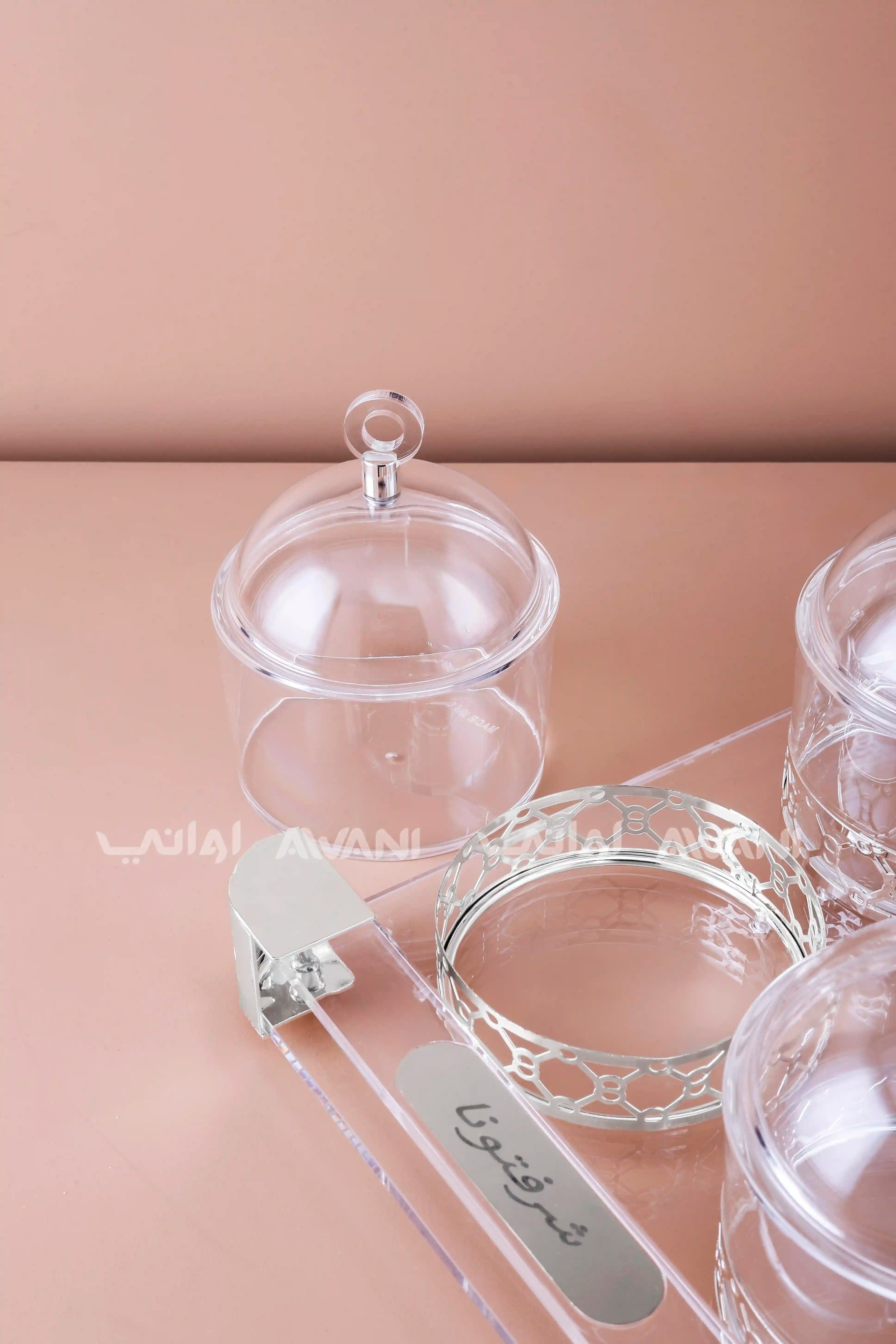 4-Piece Acrylic Snack & Condiment Serving Set with Tray