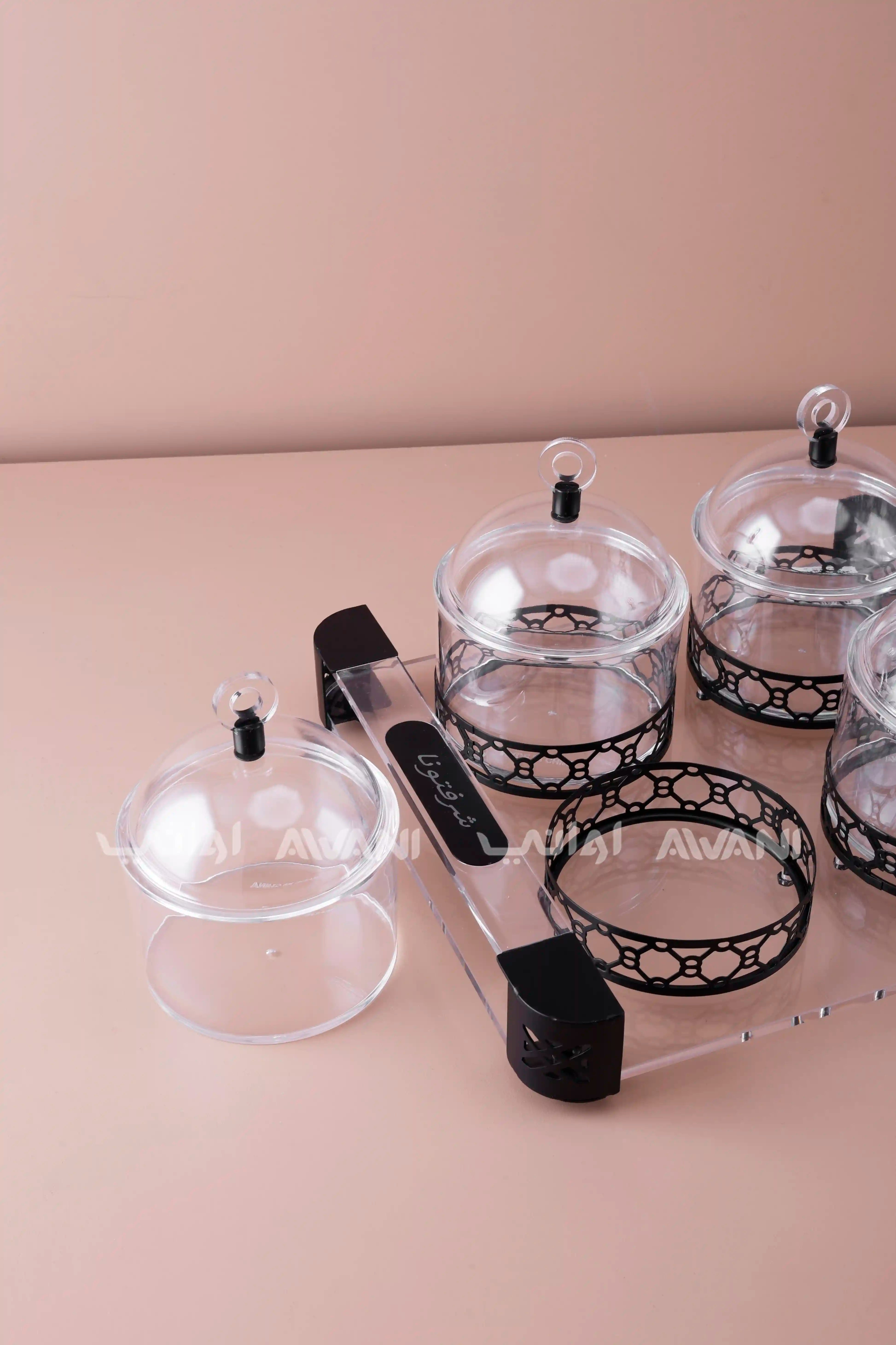 4-Piece Acrylic Snack & Condiment Serving Set with Tray