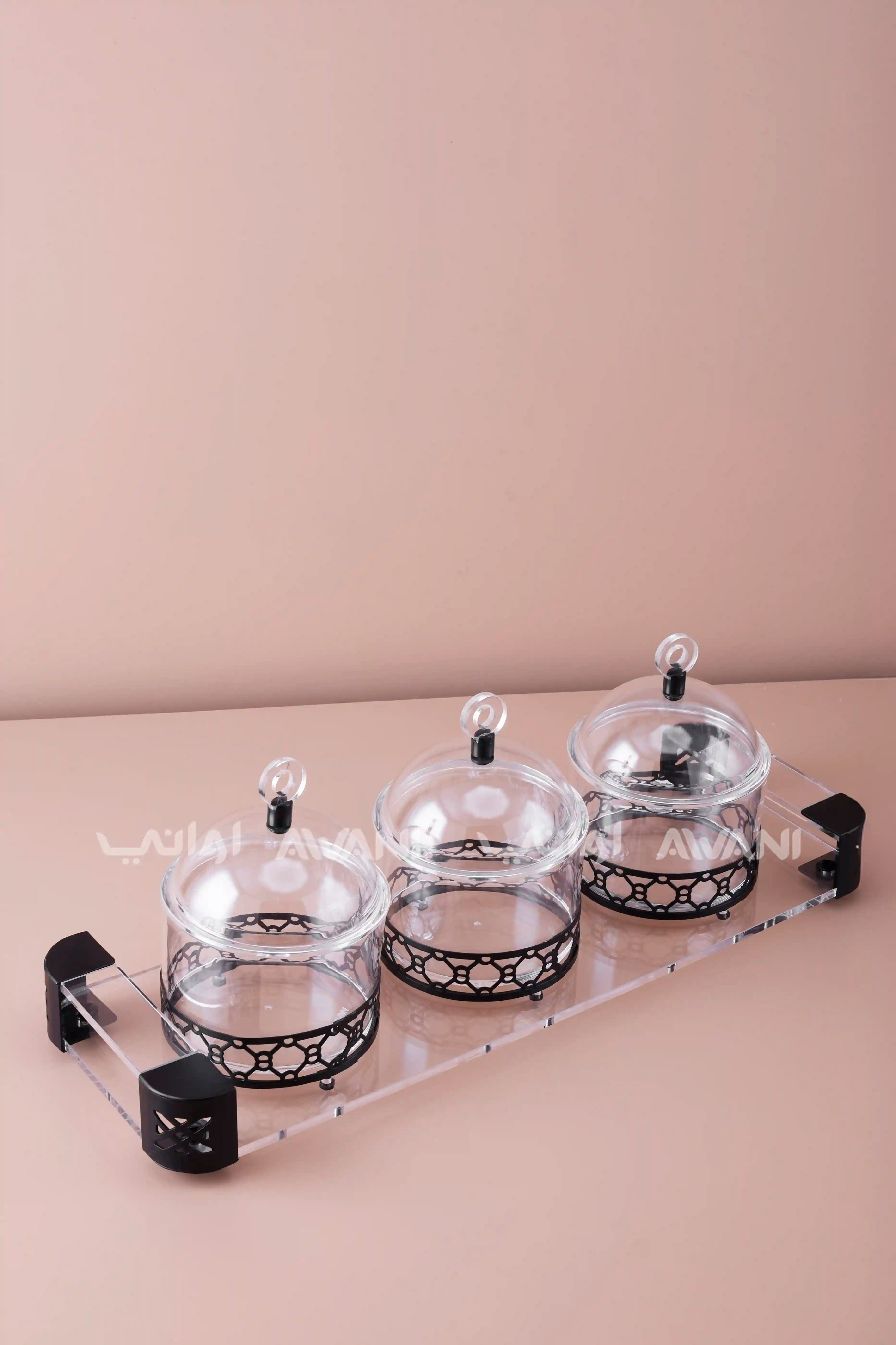 3-Piece Acrylic Snack & Condiment Serving Set with Tray