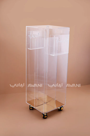 Clear Acrylic 4-Section Prayer Mat Trolley with Gold Base and 360° Swivel Wheels