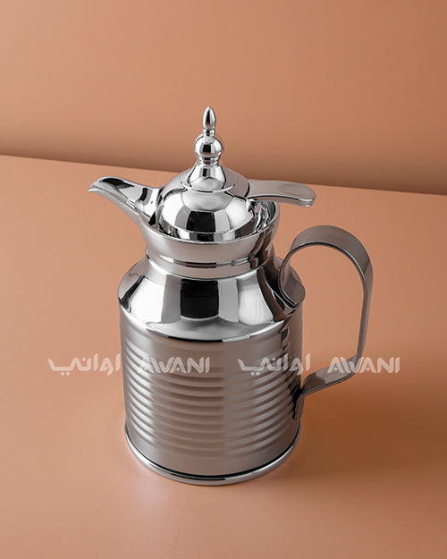 Premium Metal Arabic Coffee Dallah – Classic Design, 0.4 L – Silver