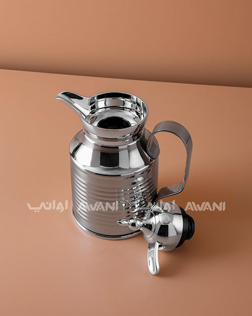Premium Metal Arabic Coffee Dallah – Classic Design, 0.4 L – Silver