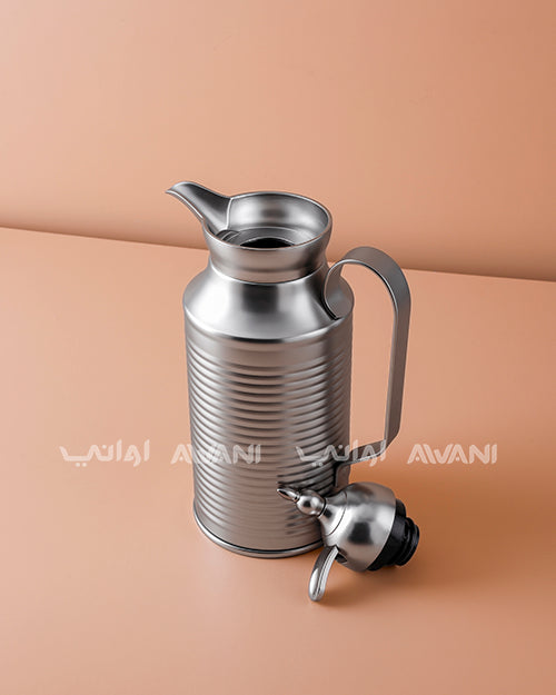 Premium Metal Arabic Coffee Dallah – Classic Design, 0.8 L – Matte Silver