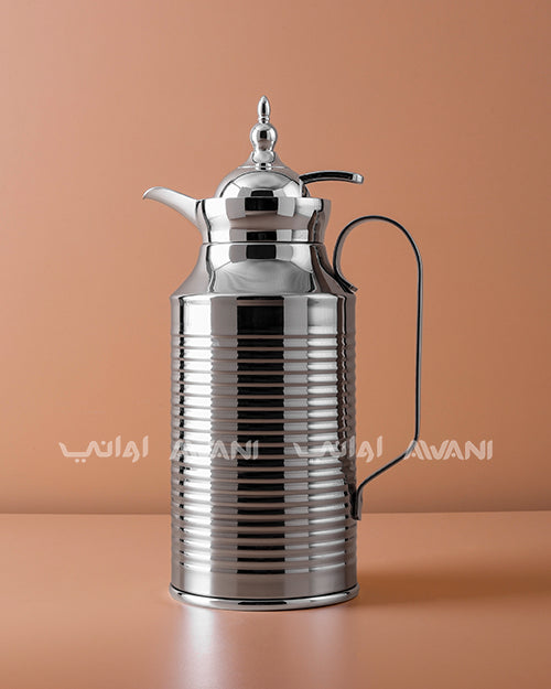 Metal Arabic Coffee Dallah – Classic Design, 0.8 L – Matte Silver