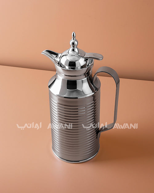 Premium Metal Arabic Coffee Dallah – Classic Design, 0.8 L – Matte Silver