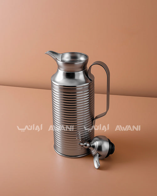 Premium Metal Arabic Coffee Dallah – Classic Design, 1 L – Matte Silver
