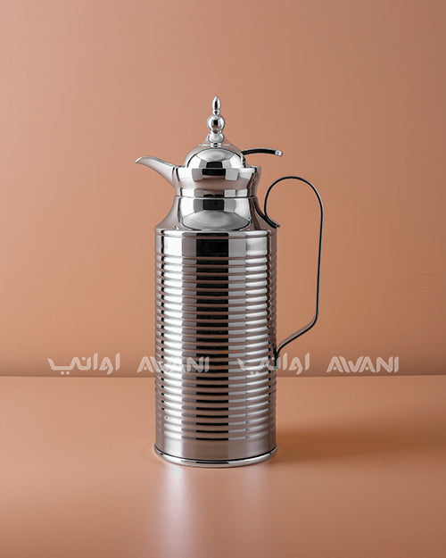 Premium Metal Arabic Coffee Dallah – Classic Design, 1 L – Shiny Silver