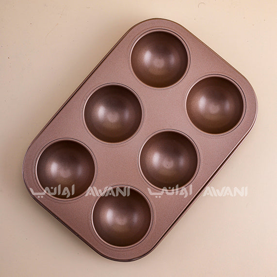 6-Hole Semi-Sphere Chocolate Mold — Non-Stick Baking Mold for Making Hot Chocolate Bombs, Cakes, and Jelly
